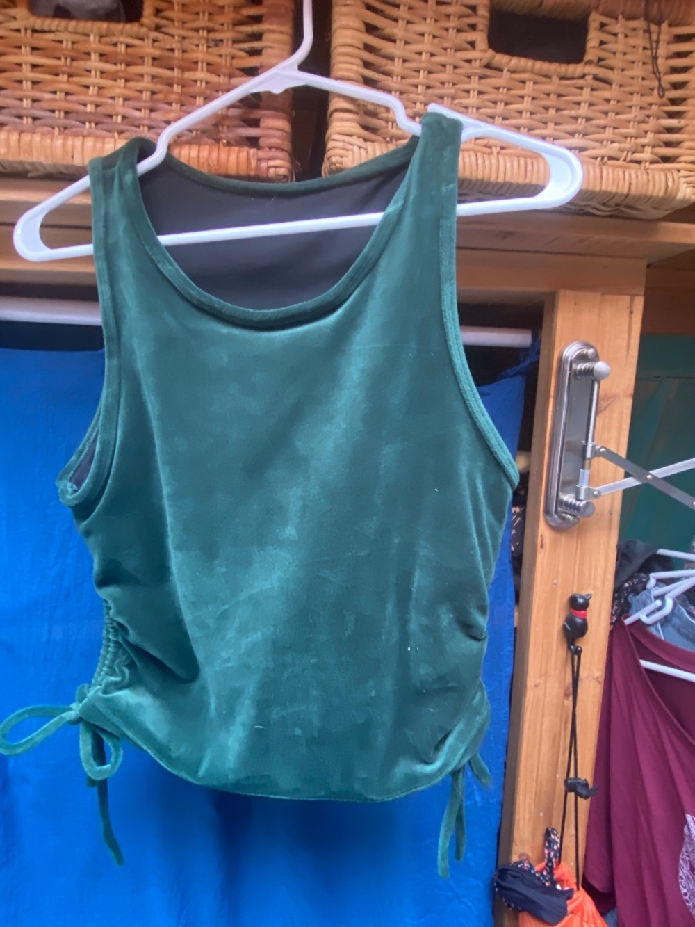 Velour Crop Top with Shelf Bra